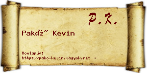Pakó Kevin névjegykártya